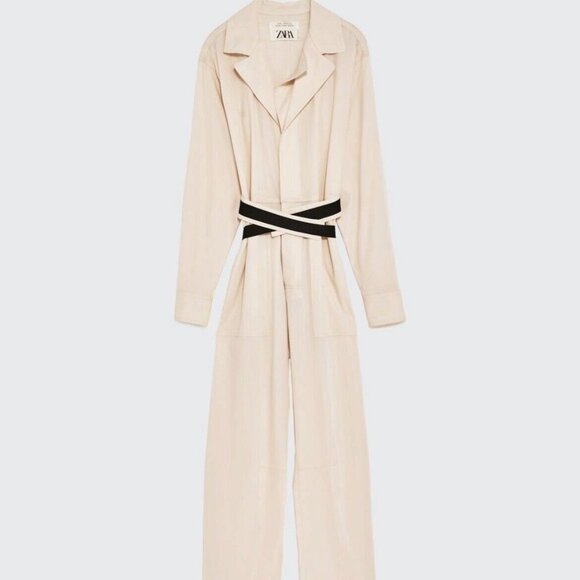 Zara Collection Cream Belted Jumpsuit Wool XS/S - Picture 10 of 10